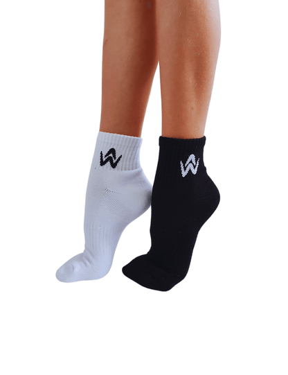 Sport Socks Black and White quarter crew style
