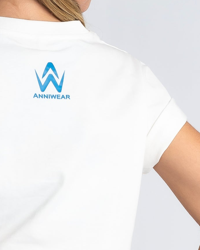 White shirt with Anniwear logo on a white background