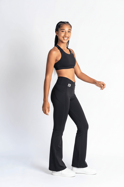 Stella Crossover Flared Leggings + Black Force Crop